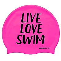 [해외]BUDDYSWIM Live Love Swim Silicone 수영 모자 6136860766 Pink