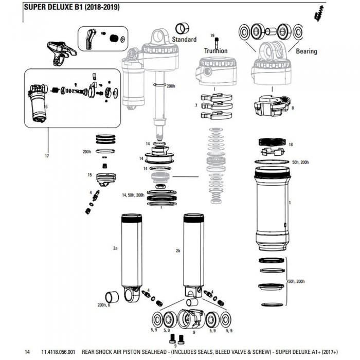 [해외]락샥 Rear Shock Air Super Deluxe A1 2017+용 피스톤 씰 헤드 1137383790 Black