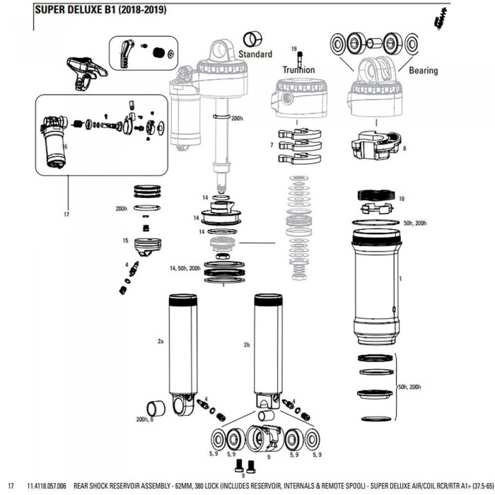 [해외]락샥 Rear Shock Reservoir Assembly 슈퍼 디럭스 RCR 회사 1137383792 Black