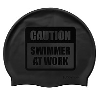 [해외]BUDDYSWIM Caution Swimmer At Work Silicone 수영 모자 6136860755 Black