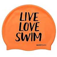 [해외]BUDDYSWIM Live Love Swim Silicone 수영 모자 6136860762 Orange