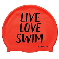 [해외]BUDDYSWIM Live Love Swim Silicone 수영 모자 6136860767 Red