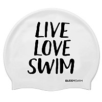 [해외]BUDDYSWIM Live Love Swim Silicone 수영 모자 6136860768 White