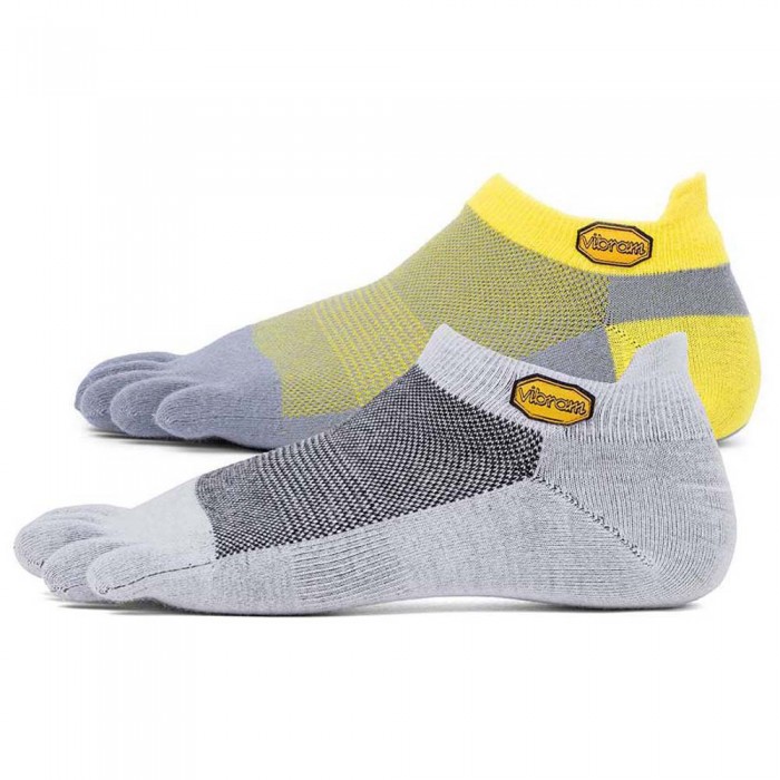 [해외]비브람 FIVEFINGERS Pack 2 No-Show 양말 4138794930 Light Grey / Yello Gr