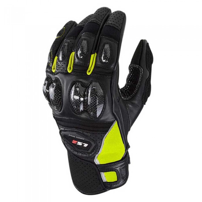 [해외]LS2 Textil Spark 2 가죽 장갑 9138388623 Black / Hi Vis Yellow