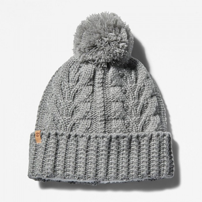 [해외]팀버랜드 Cable Premium Pom 비니 4139077226 Light Grey Heather