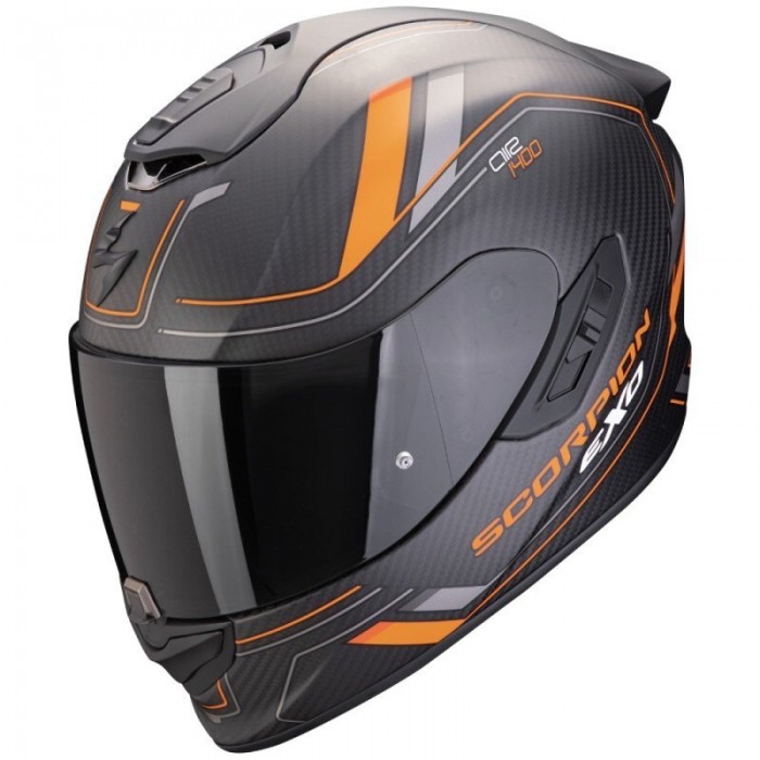 [해외]SCORPION EXO-1400 EVO II Carbon Air Mirage 풀페이스 헬멧 9140546440 Matt Black / Orange